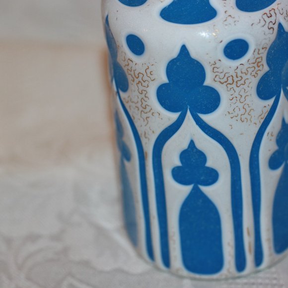 Antique Czech Bohemian Cased Glass Cut to Blue